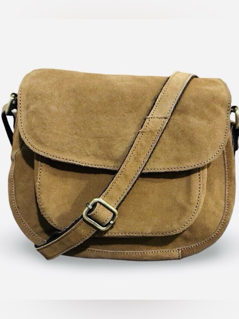 Rustic Town *EXCELLENT*Suede Leather Crossbody Western boho Saddle Bag